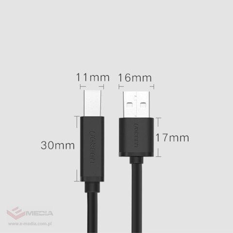 Kabel do drukarki Ugreen US122 USB-B USB-A 2.0 10m - czarny