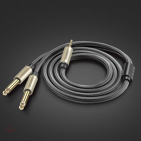 Ugreen kabel przewód audio mini jack 3,5 mm - 2 x jack 6,35mm 1m szary (AV126)