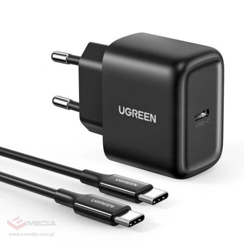 Ugreen ładowarka sieciowa USB Typ C 25W Power Delivery + kabel USB Typ C 2m czarny (50581)