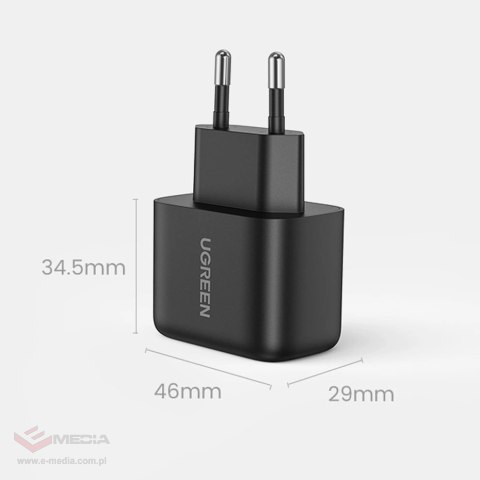 Ugreen ładowarka sieciowa USB Typ C 25W Power Delivery + kabel USB Typ C 2m czarny (50581)