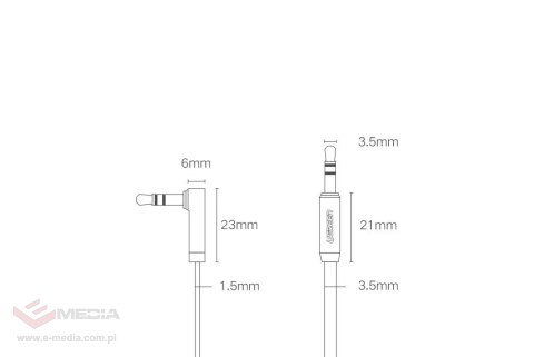 Ugreen płaski kabel przewód audio AUX 3,5 mm mini jack 2m srebrny (10599)