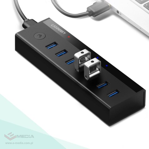 Ugreen wielofunkcyjny HUB 7w1 USB-A - 7xUSB-A 5Gb/s czarny (US219)