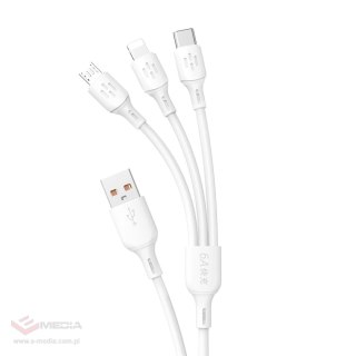 Kabel Dudao L8A-3in1 USB-A - USB-C / micro USB / Lightning 480Mb/s 1.2m - biały