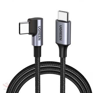 Kabel Ugreen US255 50122 USB-C (prosty) / USB-C (kątowy) PD QC 60W 3A 0.5m - szary