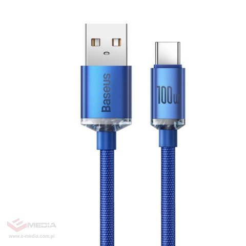 Baseus Crystal Shine Series kabel przewód USB do szybkiego ładowania i transferu danych USB Typ A - USB Typ C 100W 2m niebieski 