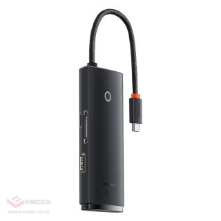 Baseus Lite Series wielofunkcyjny HUB USB Typ C - 2 x USB 3.0 / USB Typ C / HDMI 1,4 / SD/TF OTG czarny (WKQX050001)