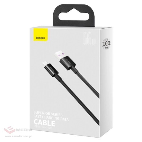 Baseus Superior kabel USB - USB Typ C 66 W (11 V / 6 A) Huawei SuperCharge SCP 1 m czarny (CATYS-01)