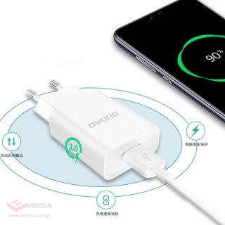 Dudao ładowarka sieciowa EU USB 5V/2.4A QC3.0 Quick Charge 3.0 + kabel przewód USB Typ C biały (A3EU + Type-c white)