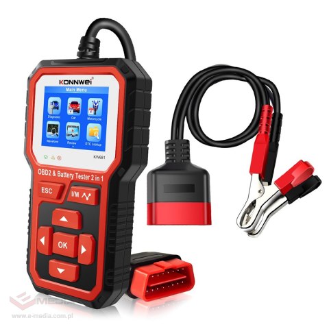 Miernik diagnostyczny, skaner OBD2, tester baterii Konnwei KW681