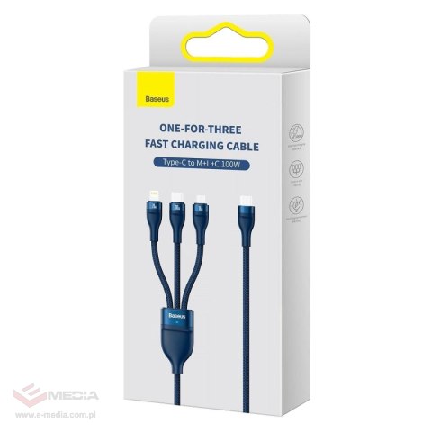 Baseus Flash Series II kabel USB Typ C / USB Typ C / Lightning / micro USB 100 W 1,5 m niebieski (CASS030203)