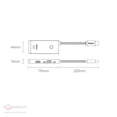 Baseus Lite Series wielofunkcyjny HUB USB Typ C - 2 x USB 3.0 / USB Typ C PD / HDMI 1,4 / SD/TF czarny (WKQX050101)