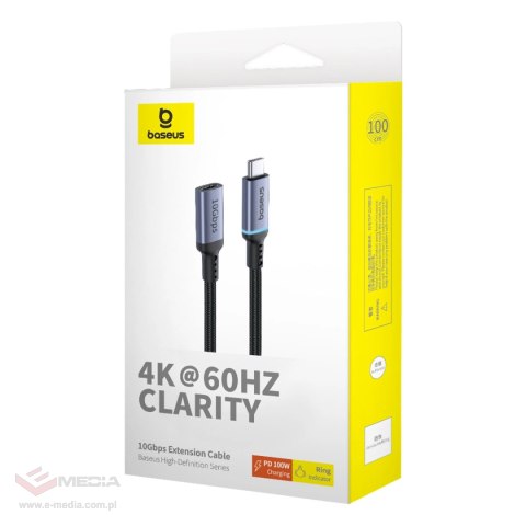 Kabel Baseus B0063370C111-01 USB-C - USB-C 4K 60Hz 100W 10Gb/s 1m - czarny