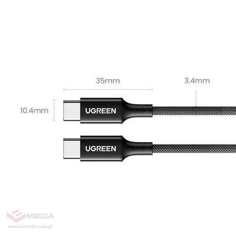 Kabel Ugreen US557 USB-C / USB-C PD 100W 1.5m - czarny