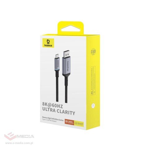 Kabel jednokierunkowy Baseus High Definition Series USB-C do DisplayPort 1.4 8K 60Hz 1.5m - czarny