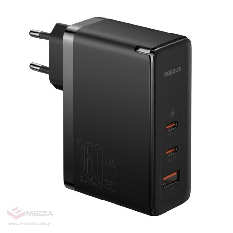 Ładowarka sieciowa GaN Baseus GaN5 Pro 2x USB-C / USB-A 160W - czarna + kabel USB-C - USB-C 240W - czarny