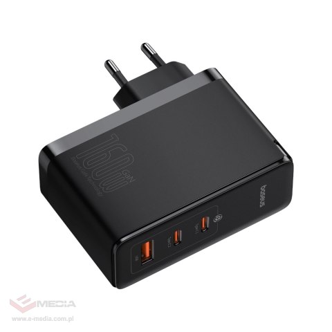 Ładowarka sieciowa GaN Baseus GaN5 Pro 2x USB-C / USB-A 160W - czarna + kabel USB-C - USB-C 240W - czarny