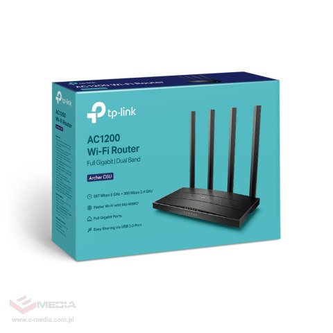 TP-LINK Dwupasmowy router bezprzewodowy AC1200 C6U, 300/867Ms/s, USB