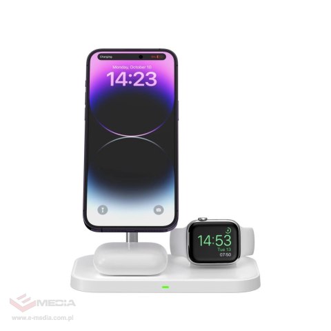 Ładowarka Tech-Protect QI15W-A22 indukcyjna MagSafe ze stojakiem 3w1 MagSafe na smartfon / Apple Watch / AirPods - biała