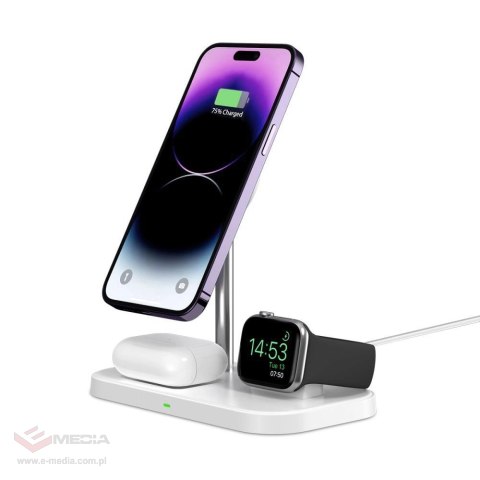 Ładowarka Tech-Protect QI15W-A22 indukcyjna MagSafe ze stojakiem 3w1 MagSafe na smartfon / Apple Watch / AirPods - biała