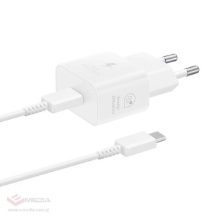 Ładowarka sieciowa GaN Samsung EP-T2510XWEGEU 25W SFC z kablem USB-C - biała