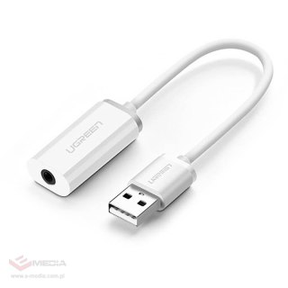 Adapter audio UGREEN US206, USB do Mini Jack 3.5mm AUX 15cm (biały)