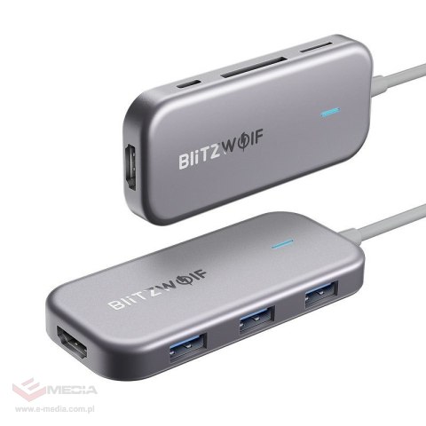 Adapter 7w1 Blitzwolf BW-TH5 Hub USB-C do 3xUSB 3.0, HDMI, USB-C PD, SD, microSD