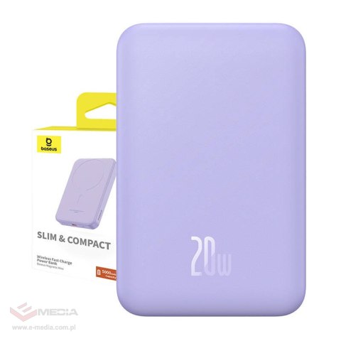 Magnetyczny mini powerbank Baseus 5000mAh 20W (fioletowy)