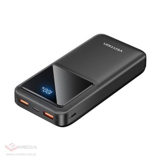 Powerbank, Vention, FHLB0, 20000mAh, Micro-USB, USB-C, 2xUSB-A, 22.5W (czarny)