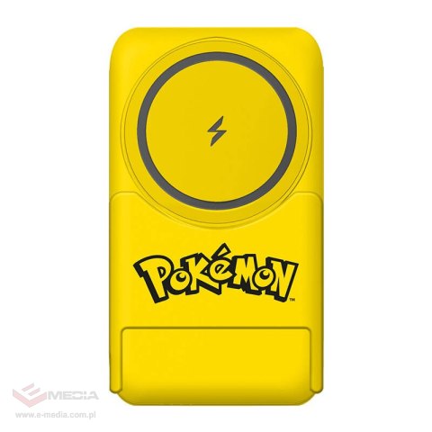 Powerbank magnetyczny OTL 5000 mAh, USB-C 15W, Pokemon Pikatchu ze stojakiem (żółty)