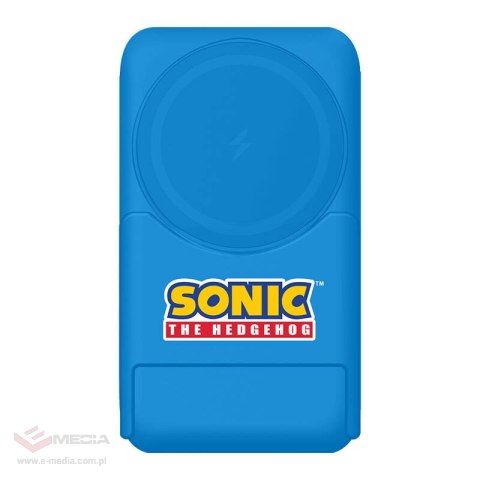 Powerbank magnetyczny OTL 5000 mAh, USB-C 15W, Sonic The Hedgehog ze stojakiem (niebieski)