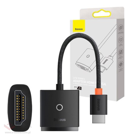 Adapter HDMI do VGA Baseus Lite Series z audio (czarny)