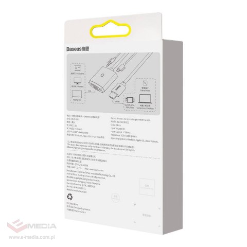 Adapter HDMI do VGA Baseus Lite Series z audio (czarny)