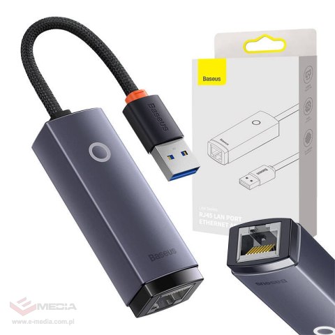 Adapter sieciowy Baseus Lite Series USB do RJ45, 1000Mbps (szary)