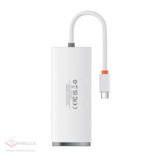 Hub 4w1 Baseus Lite Series USB-C do 4x USB 3.0 + USB-C, 25cm (biały)