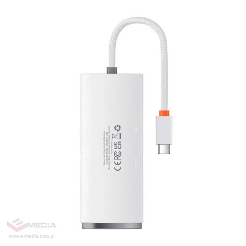 Hub 4w1 Baseus Lite Series USB-C do 4x USB 3.0 + USB-C, 25cm (biały)