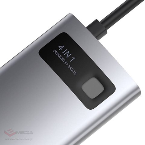 Hub 4w1 Baseus Metal Gleam Series, USB-C do USB 3.0 + USB 2.0 + HDMI + USB-C PD