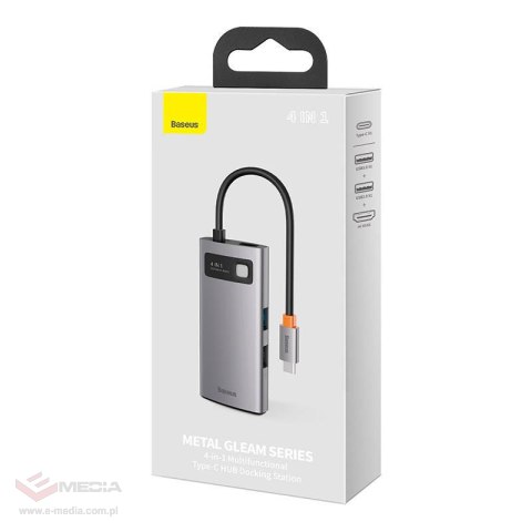 Hub 4w1 Baseus Metal Gleam Series, USB-C do USB 3.0 + USB 2.0 + HDMI + USB-C PD