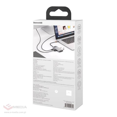 Hub 4w1 Baseus Metal Gleam Series, USB-C do USB 3.0 + USB 2.0 + HDMI + USB-C PD