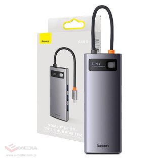 Hub 6w1 Baseus StarJoy Series, USB-C do HDMI + 3 x USB 3.0 + USB-C PD + RJ45