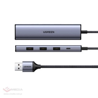 Hub UGREEN 5w1 Adapter, USB do 4x USB 3.0 	CM473-20805 (szary)