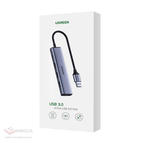 Hub UGREEN 5w1 Adapter, USB do 4x USB 3.0 	CM473-20805 (szary)