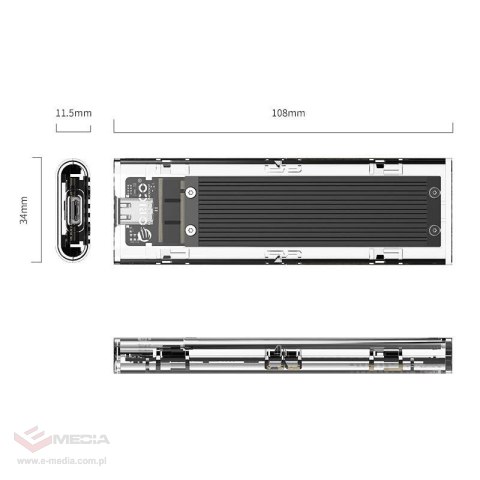 Obudowa dysku SDD M.2 Orico, NVME, USB-C 3.1 Gen.2, 10Gbps (czarna)