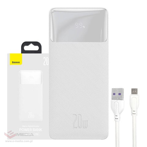 Powerbank Baseus Bipow 20000mAh, 2xUSB, USB-C, 20W (biały)