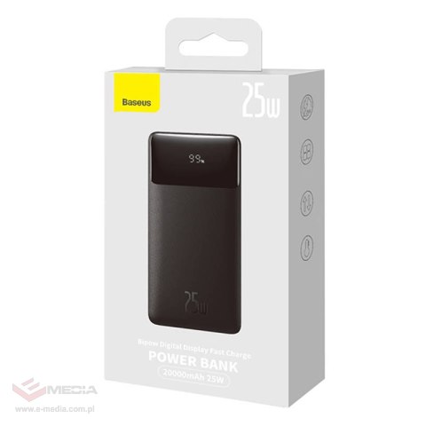 Powerbank Baseus Bipow, 20000mAh, 2x USB, USB-C, 25W (czarny)