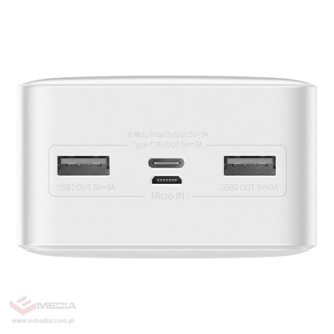 Powerbank Baseus Bipow 30000mAh, 2xUSB, USB-C, 15W (biały)