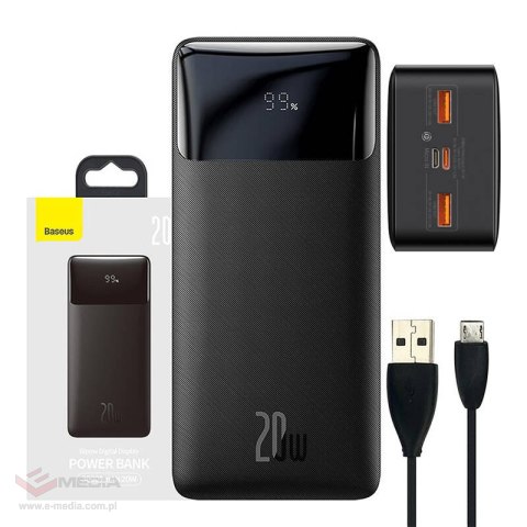 Powerbank Baseus Bipow 30000mAh, 2xUSB, USB-C, 20W (czarny)