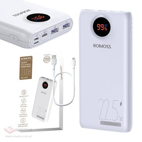 Powerbank Romoss SW20PF 20000mAh, 22.5W (biały)