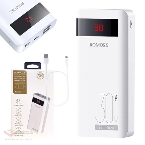 Powerbank Romoss Sense6PS Pro 20000mAh, 30W (biały)