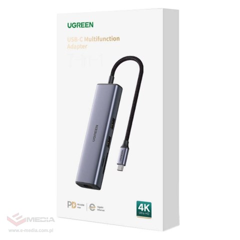 Adapter Hub UGREEN Revodok CM512, USB_C do 2x USB 3.0, HDMI, RJ45, SD/TF