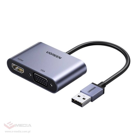 Adapter USB-A 3.0 do HDMI/VGA UGREEN CM449 (szary)